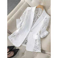 Solid color lace patchwork small suit jacket for women's top