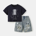 Cartoon printed short sleeved T-shirt set
